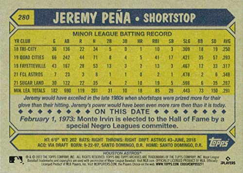 2022 Topps Archives Baseball #280 Jeremy Pena Rookie Card Astros