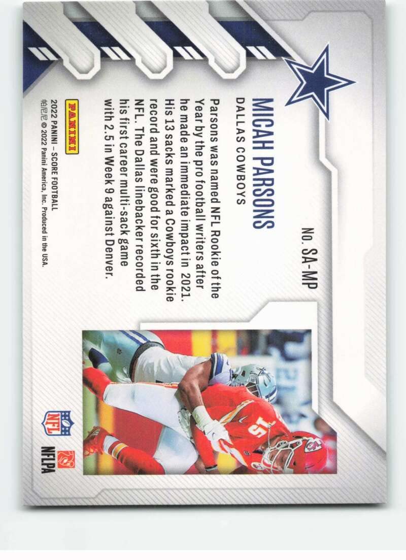 2022 Score Sack Attack #4 Micah Parsons NM-MT Dallas Cowboys Football NFL