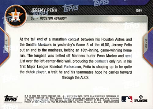 2022 Topps Now Baseball #1084 Jeremy Pena Rookie Card - 18th Inning Home Run is Game-Winner