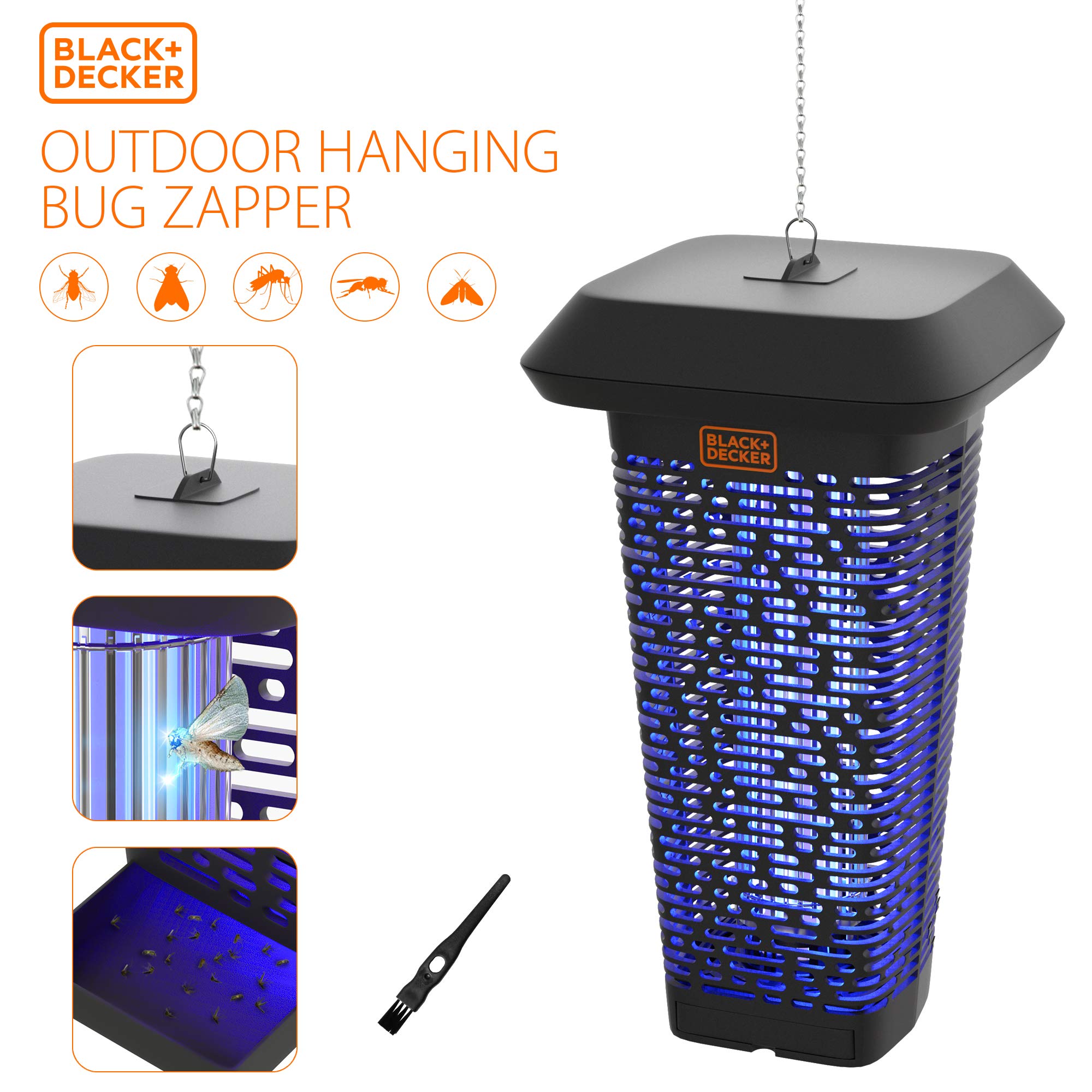 BLACK+DECKER Bug Zapper & Fly Trap-Mosquito Repellent- Gnat Killer Outdoor & Indoor Electric UV Bug Catcher for Insects- 2 Acre Coverage for Home, Deck, Garden, Patio Commercial Strength