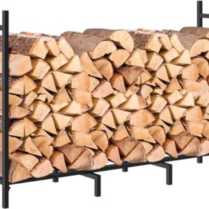 NANANARDOSO 4ft Firewood Rack Outdoor Fire wood Holder for Fireplace Wood Storage, Bottom Widening, Heavy Duty Fire Log Stacker Stand for Indoor Fireplace Metal Lumber Storage Carrier Organizer