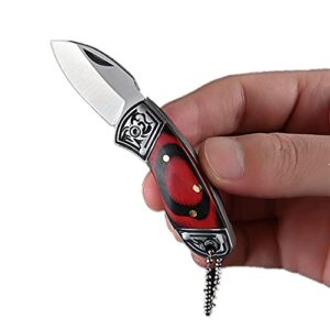szhoworld small pocket knife, edc knife with stainless steel and colored wood handle, small folding knife for everyday carry, blade length1.5in