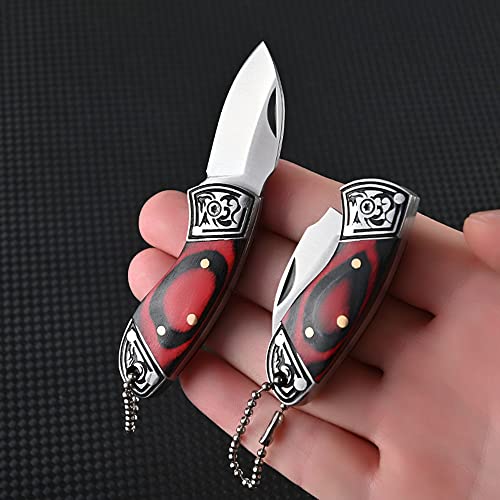 SZHOWORLD Small Pocket Knife, EDC Knife with Stainless Steel and Colored Wood Handle, Small Folding Knife for Everyday Carry, Blade Length1.5in