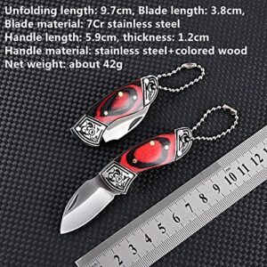 SZHOWORLD Small Pocket Knife, EDC Knife with Stainless Steel and Colored Wood Handle, Small Folding Knife for Everyday Carry, Blade Length1.5in