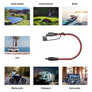 ELFCULB SAE Connector to DC8mm Male Adapter 14 AWG Extension Cable with DC 55mm*25mm Adapter and Polarity Reverse Adapter for Solar Panel Portable Power Station(2FT)