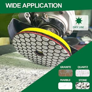 KURSTOL Dry Diamond Polishing Pads Set - 7pcs 4"/100mm Grits #100 Countertop Polishing Pads for Granite Quartz Stone Marble Floor