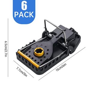 NiHome Rat Snap Trap 6-Pack Rat Trap Indoor Outdoor Humane Powerful Kill Animal Trap Easy Setup Metal Strike Bar Spring-Loaded Safe Large Mousetrap for Big Rats Rodent Trap for House Chipmunk Squirrel