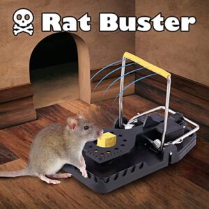 NiHome Rat Snap Trap 6-Pack Rat Trap Indoor Outdoor Humane Powerful Kill Animal Trap Easy Setup Metal Strike Bar Spring-Loaded Safe Large Mousetrap for Big Rats Rodent Trap for House Chipmunk Squirrel