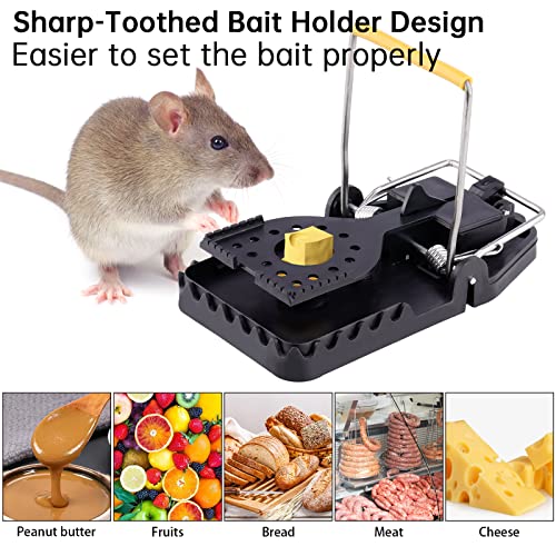 NiHome Rat Snap Trap 6-Pack Rat Trap Indoor Outdoor Humane Powerful Kill Animal Trap Easy Setup Metal Strike Bar Spring-Loaded Safe Large Mousetrap for Big Rats Rodent Trap for House Chipmunk Squirrel