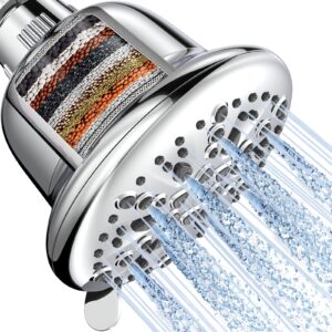 cobbe high pressure shower head with 7 spray modes and filters - removes chlorine and harmful substances from hard water (chrome)