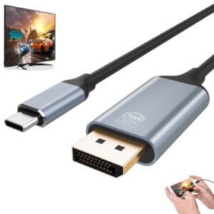 quadrivalue usb-c to displayport adapter, thunderbolt 3, 6ft long, dp 1.4, compatible with samsung galaxy s20, lg g8, oneplus 7 pro, htc u11+ and more