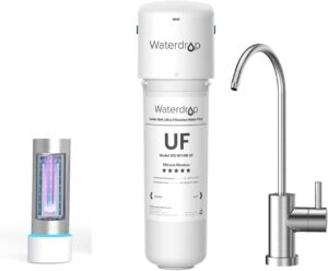 waterdrop 10ubw-uf 0.01 μm ultra filtration under sink water filter system and led uv͎ ultrąviolët water sterilizër filter for kitchen, mercury-free, fcc certified, stainless steel, 50 years life time