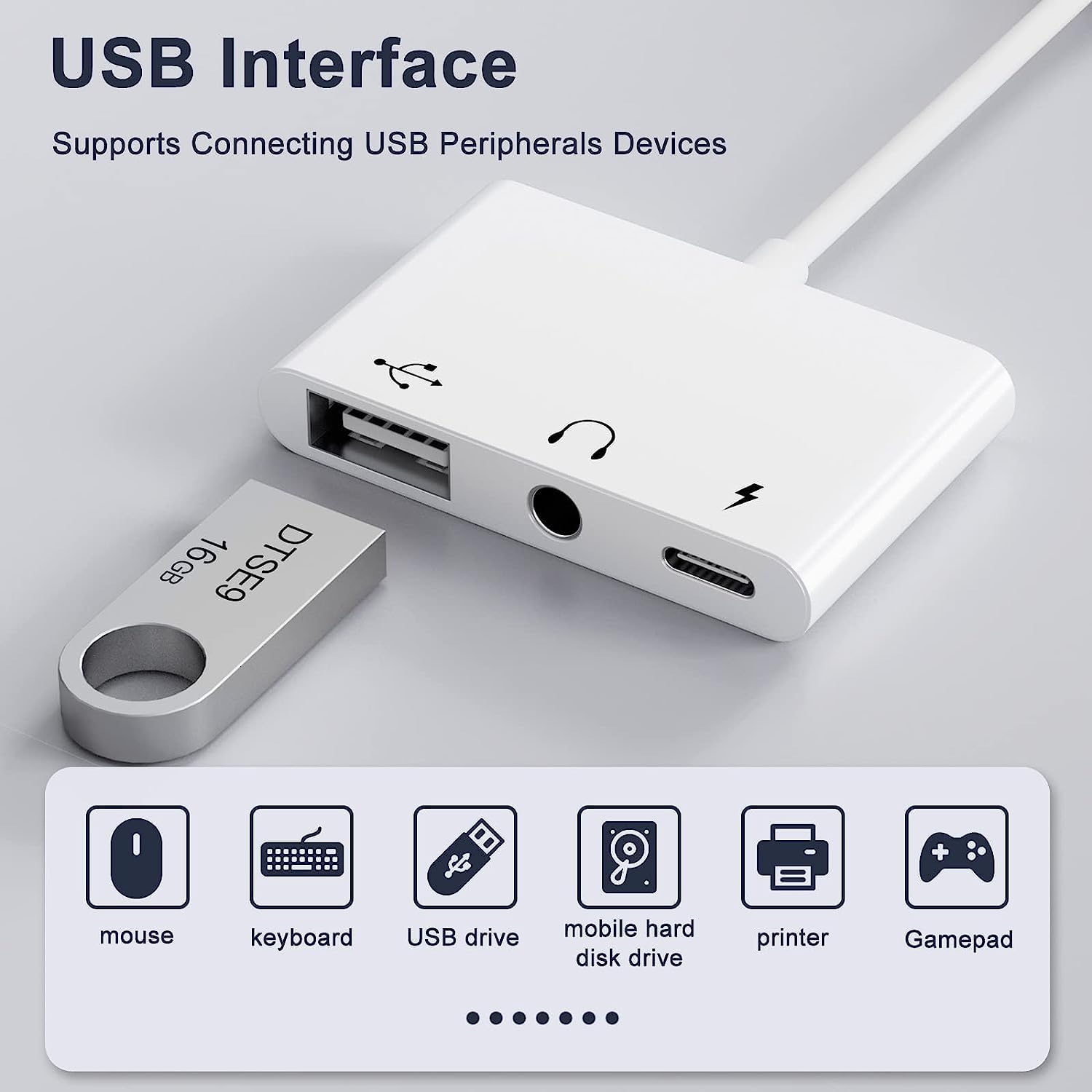 UWECAN USB C to USB Adapter, 3 in 1 USB C to USB A OTG Adapter with 3.5mm Headphone Audio Jack and Fast Charging Port, USB-C Splitter Compatible with Most Type-C Phones,Laptops,iPad Pro, iPhone 15