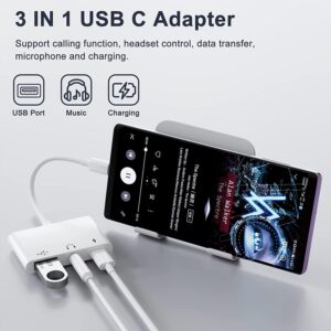 UWECAN USB C to USB Adapter, 3 in 1 USB C to USB A OTG Adapter with 3.5mm Headphone Audio Jack and Fast Charging Port, USB-C Splitter Compatible with Most Type-C Phones,Laptops,iPad Pro, iPhone 15