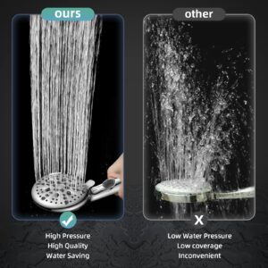 Cobbe High Pressure 9 Functions Shower Head with handheld - Luxury Modern Chrome Look, Built-in Power Spray to Clean Corner, Tub and Pets, Stainless Steel Hose Adjustable Bracket, Chrome