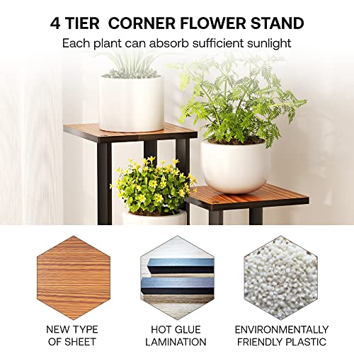 IXP Plant Stand Plant Shelf 4 Tier 4 Potted Plant Stands Indoor Corner Plant Stand Flower Stand Plant Display Shelf 21.7'' Tall Plant Stand for Multiple Plants plant holders indoor stand for Indoor