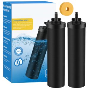 water filter replacement compatible with berkey water filter system, bb9-2 replacement filter compatible with berkey big, light, imperial, travel, crown, royal series (2 pack)