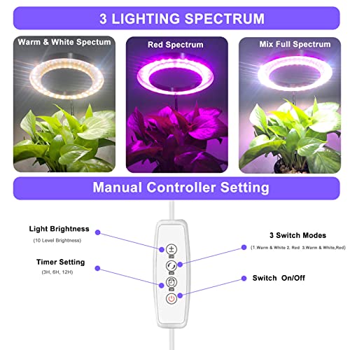 YVMOOEC Grow Light for Indoor Plants LED Growing Light for Indoor Plants Full Spectrum with Base,Height Adjustable 10-60 Inch, Idea for Plant Shelf,Plant Pots,Desk Large Plant Light