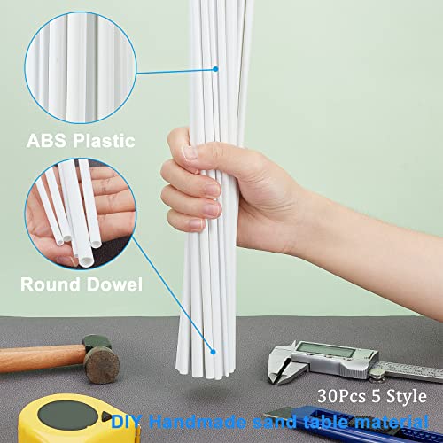 OLYCRAFT 30Pcs ABS Plastic Hollow Round Tubes 15.7" Length White Round Bar Rods 3mm 4mm 5mm 6mm 8mm Round Hollow Bar for DIY Sand Table Architectural Model Making