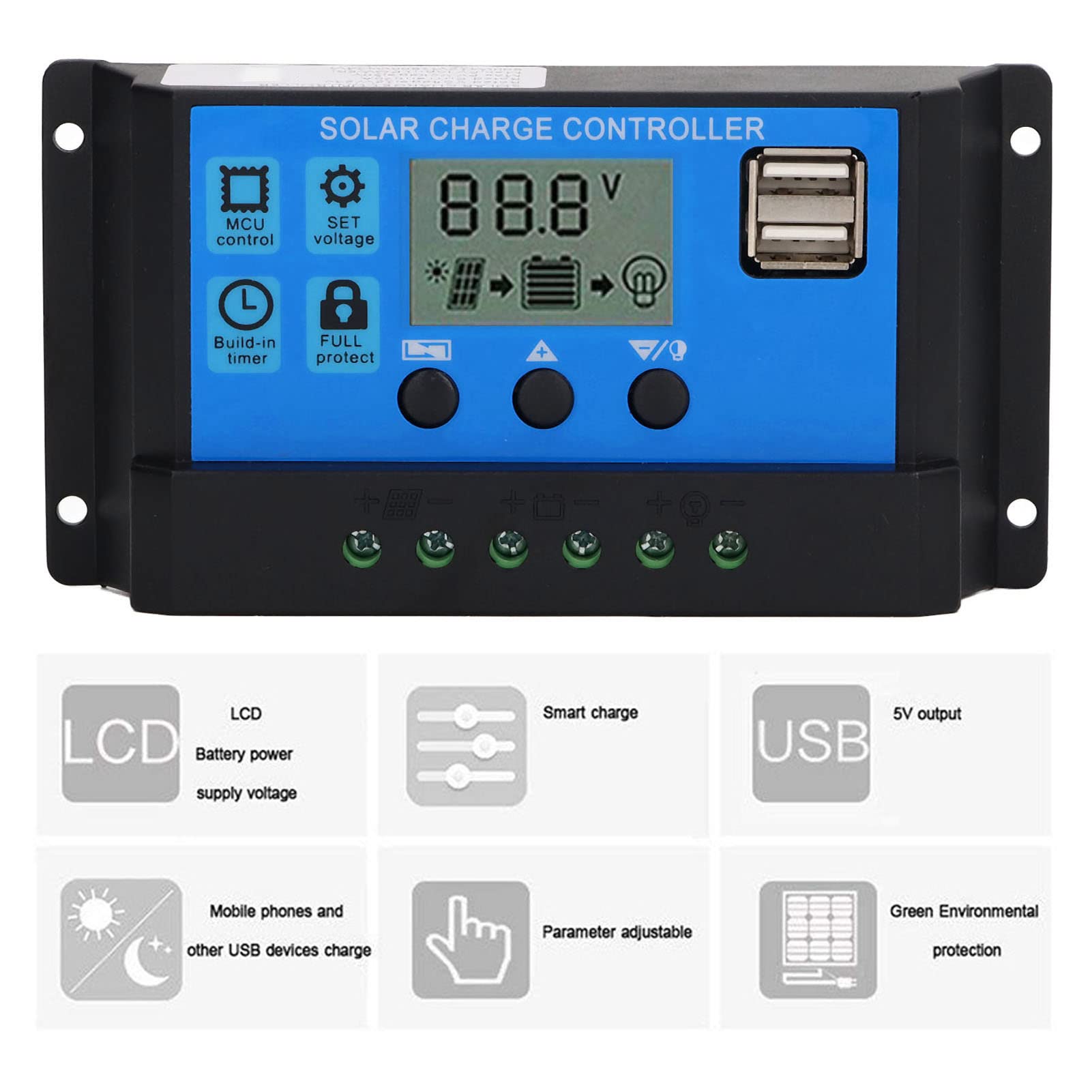 12V 24V Solar Panel Controller MPPT Solar Controller Photovoltaic Regulator LCD Display MPPT Solar Charger Aluminum Alloy Shell (100A)