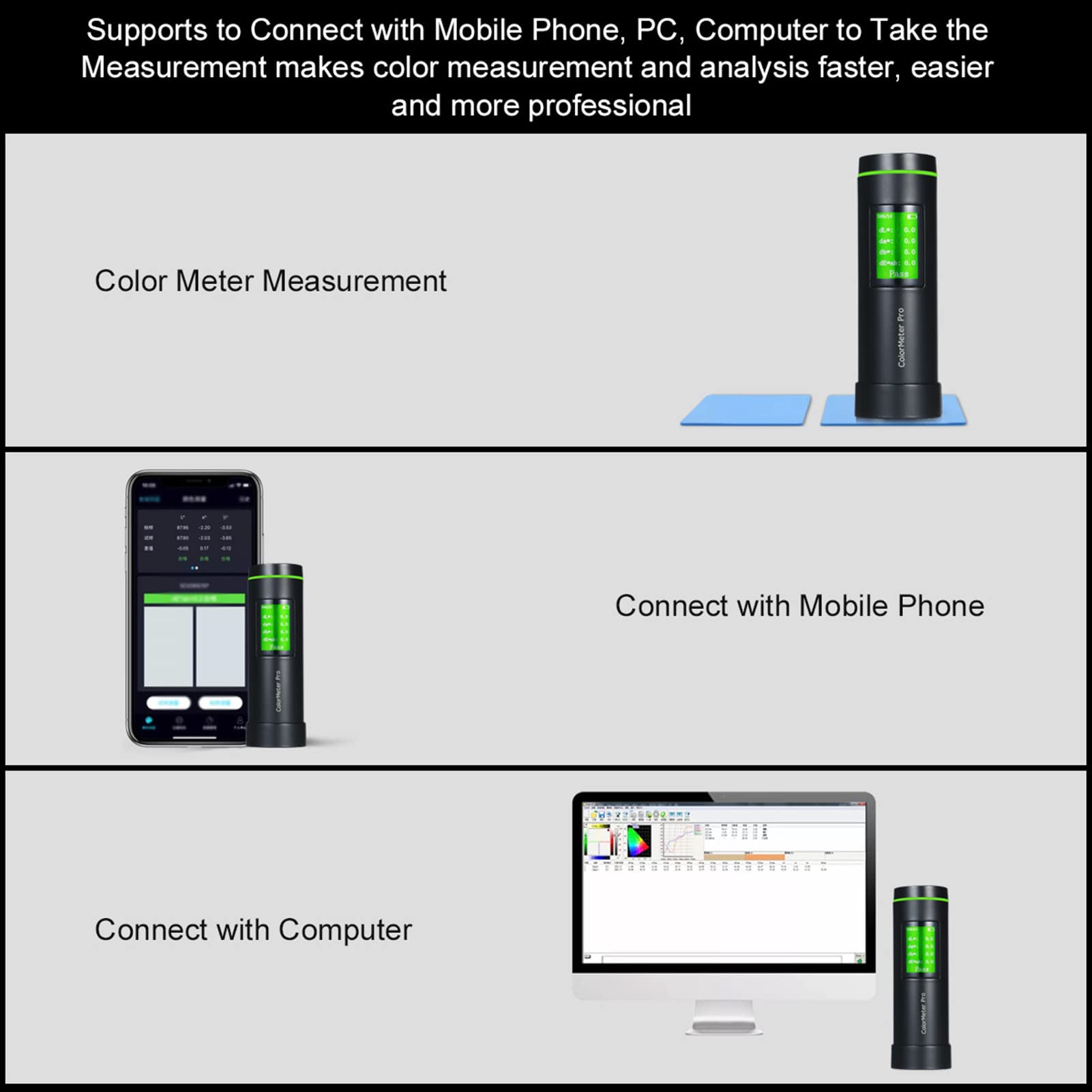 Colorimeter Color Meter Chromometer Smart Color Measuring Instrument APP Control Auto Calibration Android iOS Windows Supported