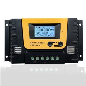 20amp solar charge controller 12v 24v 36v 48v auto,pwm solar controller 20a with backlit display, temperature sensor,4 usb ports, fit for max 1040w solar panels gel sealed flooded and lithium battery