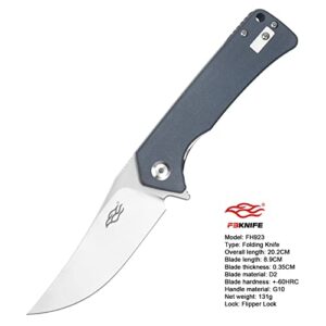 Firebird GANZO FH923-GY Folding Pocket Knife Razor Sharp D2 Steel Blade Ergonomic G10 Anti-Slip Handle with Clip Camping Hunting Fishing Gear Outdoor Folder EDC Pocket Knife (Grey)