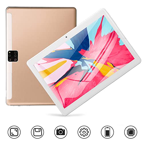 Garsentx 10.1 Inch Tablet, 6GB RAM 128GB Storage Tablet, 1960x1080 IPS HD Display, Deca Cores Processor, 2.4G 5G Dual Band WiFi, for Android 10.0, 8800mAh,Gold(US)