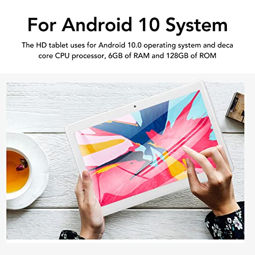 Garsentx 10.1 Inch Tablet, 6GB RAM 128GB Storage Tablet, 1960x1080 IPS HD Display, Deca Cores Processor, 2.4G 5G Dual Band WiFi, for Android 10.0, 8800mAh,Gold(US)