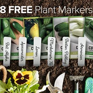 Cucumber Seeds for Planting Outdoors 8 Variety Pack Burpless Tendergreen, Beit Alpha, Marketmore 76, Armenian, Boston Pickling, Lemon, Spacemaster, Straight Eight Veggie Seeds by Gardeners Basics