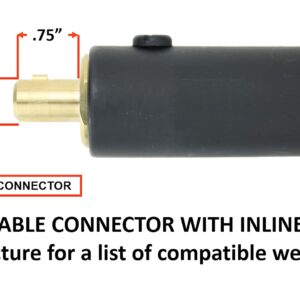 26F Series - 200 Amp - Air Cooled - Flexible Head TIG Torch - 25 feet 1-Piece Cable - INLINE Gas Dinse 35-70 Connector - (Welders with Gas Solenoid)