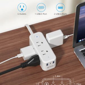 Flat Plug Power Strip - TROND 5ft Ultra Thin Extension Cord with 6 Widely Outlets and 3 USB Ports(1 USB C) + TROND Ultra Thin Flat Extension Cord 5ft with 3 USB Ports, 4 Widely-Spaced Outlets