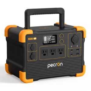 pecron portable power station e600lfp 614wh solar generator power station with 3x1200w ac outlets 100w usb-c pd output lifepo4 battery backup for outdoor camping emergency