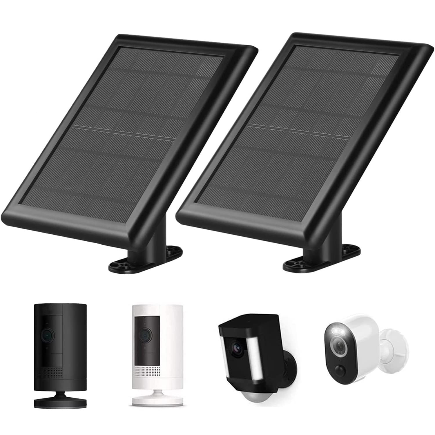 2 Pack Solar Panel for Ring Spotlight & Stick Up Outdoor Cam Battery, Portable Solar Charger Compatible with Ring Security Camera Battery Replacement