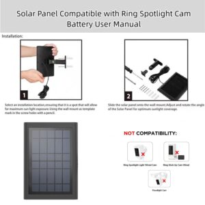 2 Pack Solar Panel for Ring Spotlight & Stick Up Outdoor Cam Battery, Portable Solar Charger Compatible with Ring Security Camera Battery Replacement