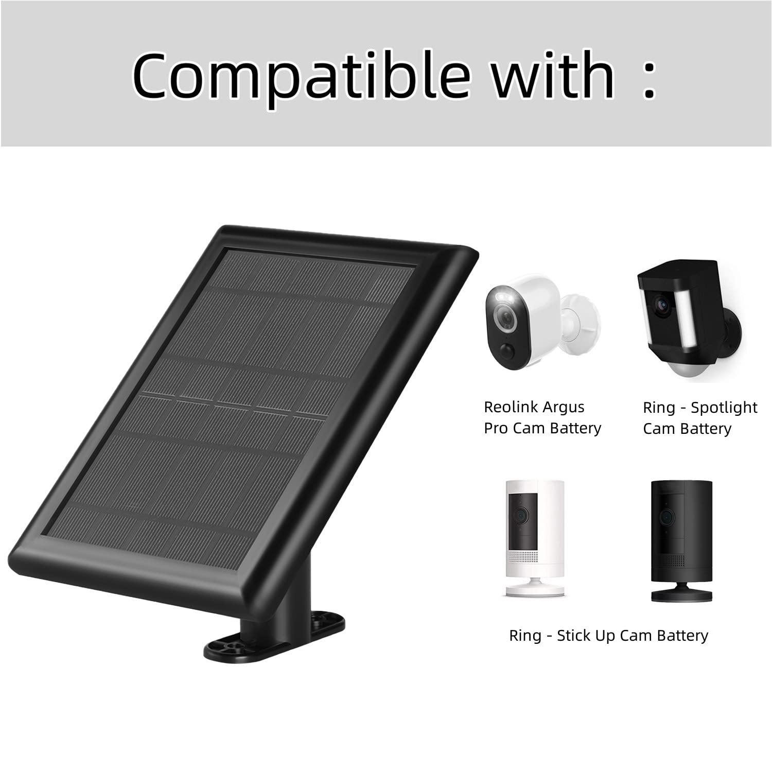 2 Pack Solar Panel for Ring Spotlight & Stick Up Outdoor Cam Battery, Portable Solar Charger Compatible with Ring Security Camera Battery Replacement