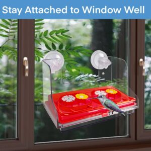 WLLKOO Window Bird Feeder, Bird House for Outside with 4 Rod, Acrylic Window Bird Feeder with Strong Suction Cups and Drain Holes