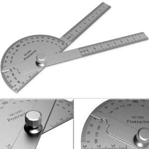 forogore stainless steel protractor 180 degrees two arm ruler adjustable angle protractor woodworking ruler craftsman angle measure tool (10 cm/ 3.94 inch)
