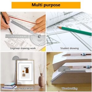 ForoGore Stainless Steel Protractor 180 Degrees Two Arm Ruler Adjustable Angle Protractor Woodworking Ruler Craftsman Angle Measure Tool (10 cm/ 3.94 Inch)