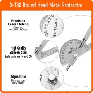 Angle Finder,Both Arms Stainless Steel Protractor with 0-180 Degrees Angle 10 inch,250mm,30cm Scale Woodworking Ruler Angle Finder Ruler with Inch Units