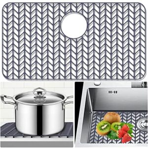 kitchen-sink-protector - 26''x 14'' guokller silicone sink-protectors for rear drain kitchen-sink, grid accessory, kitchen-sink-mats for bottom of farmhouse stainless steel kitchen-sink