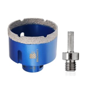 2-1/2 Inch Diamond Core Drill Bit for Porcelain Tile Ceramic Marble Granite Drilling,BRSCHNITT 1pc Vacuum Brazed Diamond Hole Saw with 5/8-11 Thread (65mm)&adapter