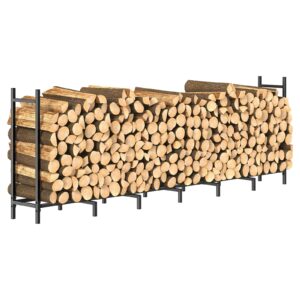 liantral 8ft firewood rack outdoor, upgrade firewood rack stand log holder for fireplace wood storage stacker outside
