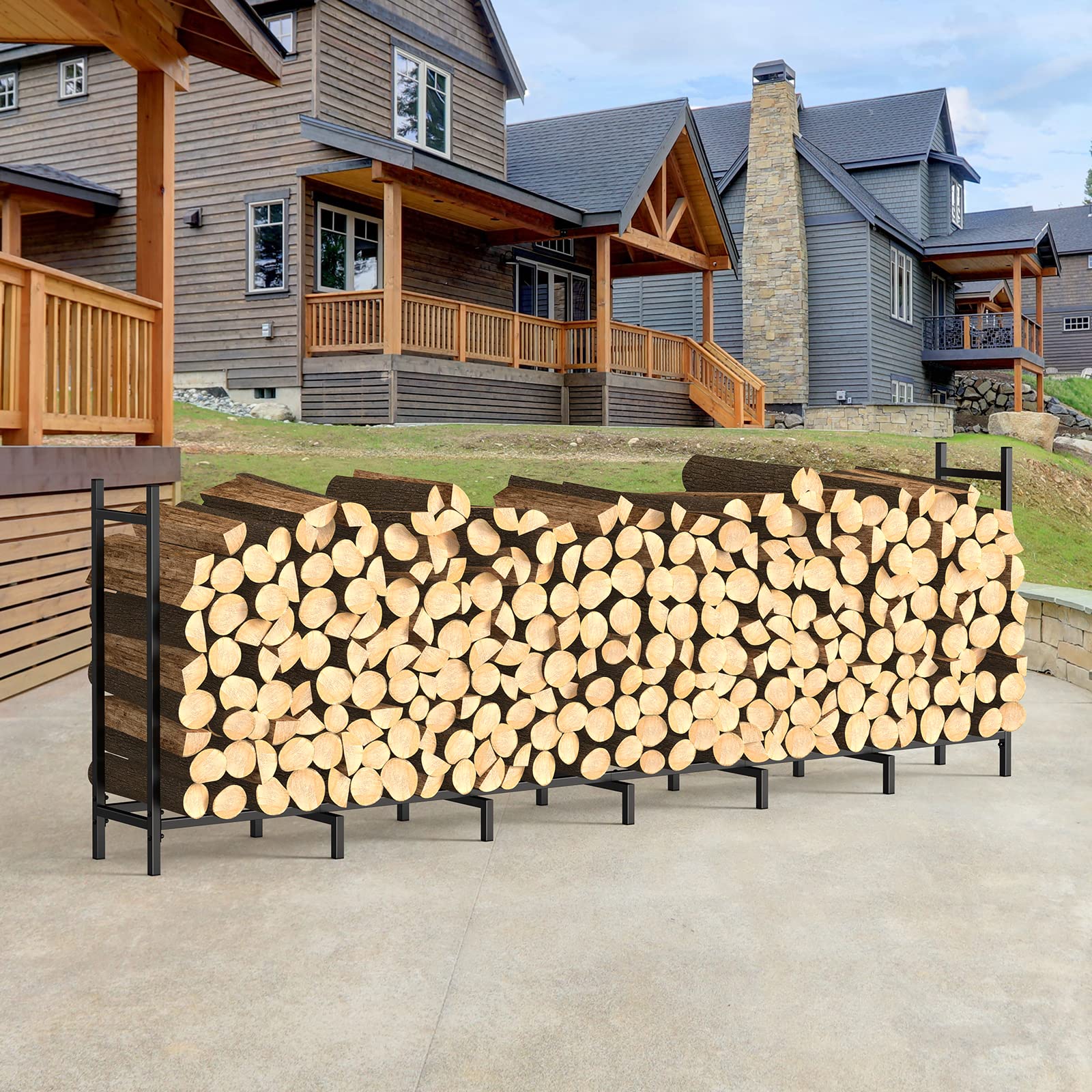 LIANTRAL 8Ft Firewood Rack Outdoor, Upgrade Firewood Rack Stand Log Holder for Fireplace Wood Storage Stacker Outside