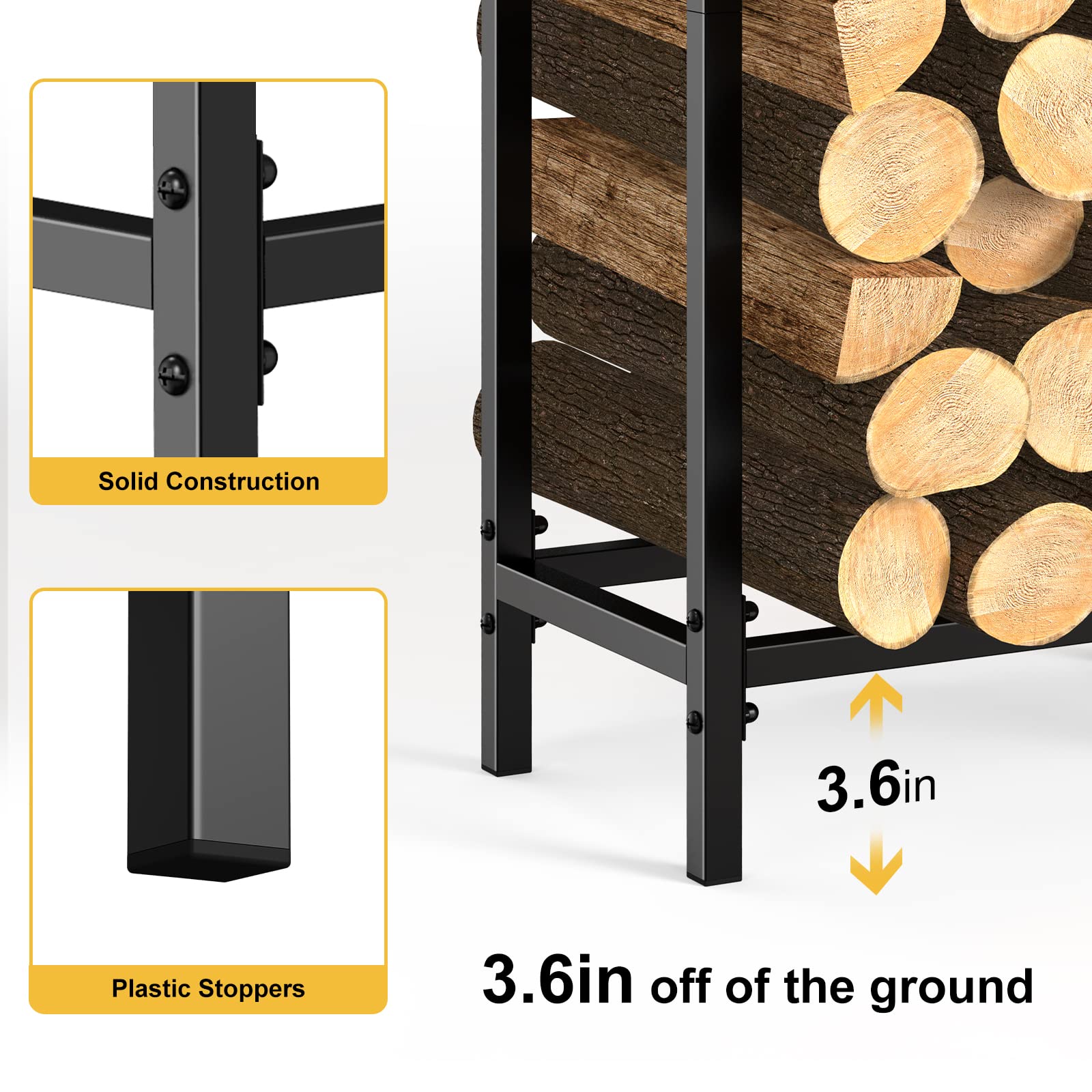 LIANTRAL 8Ft Firewood Rack Outdoor, Upgrade Firewood Rack Stand Log Holder for Fireplace Wood Storage Stacker Outside