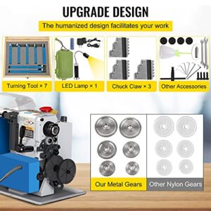 VEVOR Mini Metal Lathe, 7"x14", Benchtop Metal Lathe, 550W Variable Speed 2250 RPM Metal Lathe, with 3-jaw Chuck Mini Lathe Machine, Precision Mini Lathe w/Tool Box Digital Display for Metal Turning