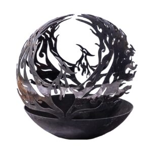 exception creative cast iron spherical fire pit, patio garden courtyard wood burner, landscape decorative space heater, 60×60 cm