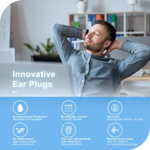 Ear Plugs for Sleeping Noise Cancelling - Soft Silicone Reusable Earplugs Hearing Protection Noise Reduction Ear Plugs for Sleep, Snoring, Concerts, Studying, Noise Sensitivity & Flights - 27dB Black