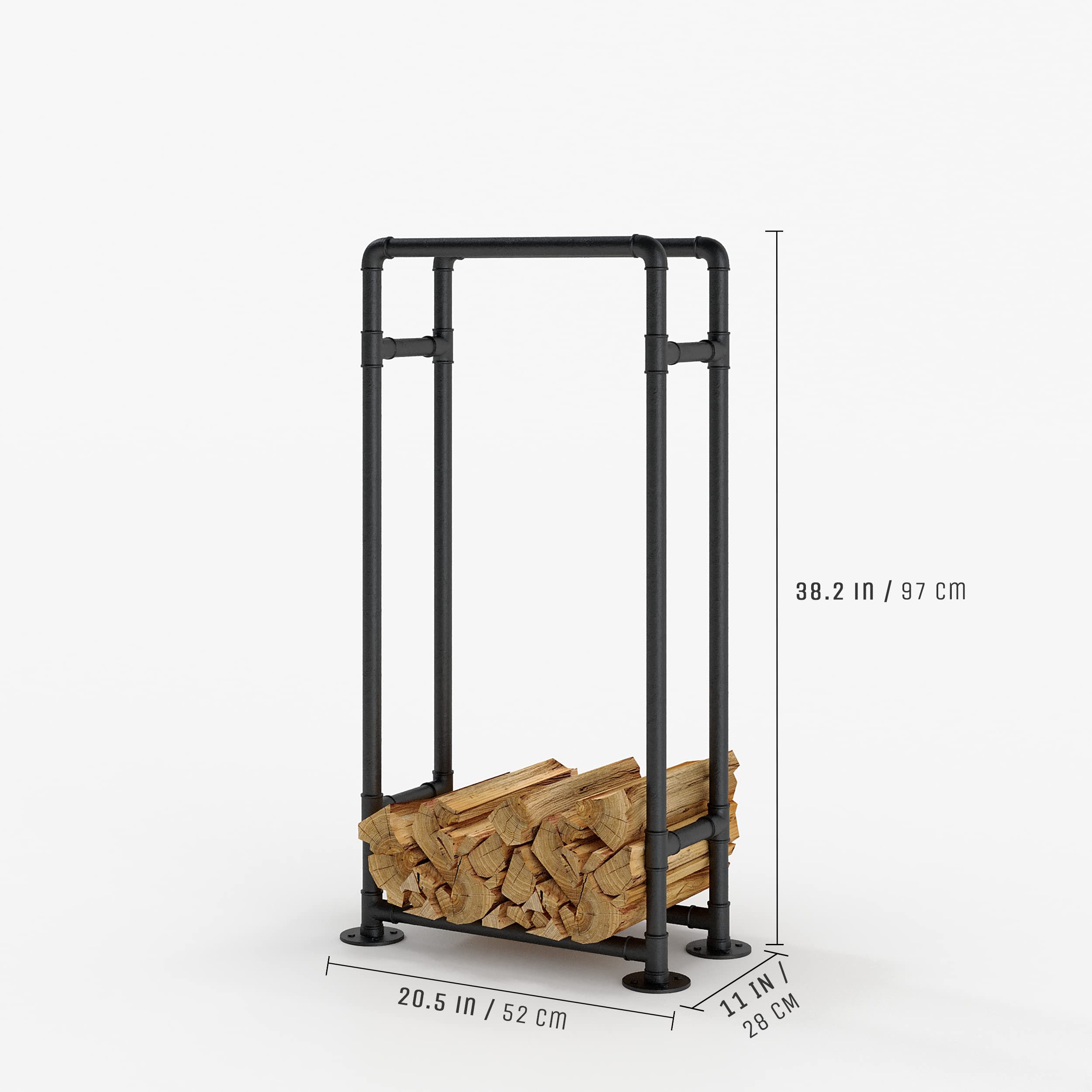 pamo Firewood Rack - OTTO - Heavy Duty Industrial Pipe Firewood Rack Indoor and Outdoor for Fireplace/Firepit - firewood holder outdoor - fire wood holder indoors - Wood Rack