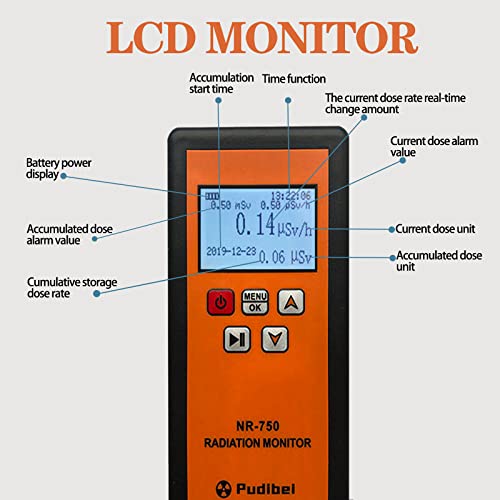 GZHaiTuoSi Nuclear Radiation Detector, NR-750 Household Radioactive Tester, Beta Gamma X-ray Tester,Geiger Counter Radiation Detector,LCD Display with Sound Vibrations Light Triple Alarm Gamma Scout